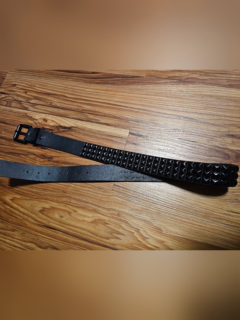 Black Studded Leather Belt Size 34